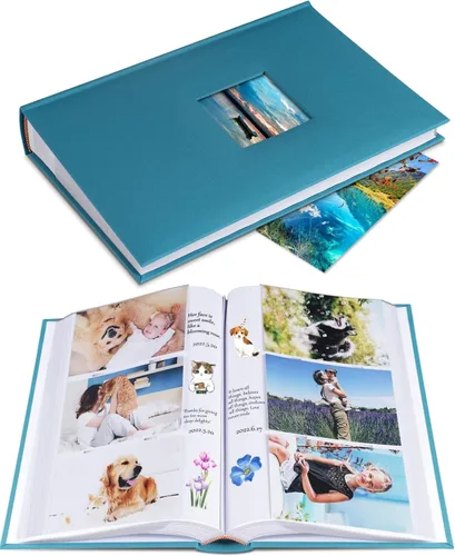 Vista 12 de 1DOT2 Álbum de Fotos 4x6 Capacidad para 402 Fotos con Bolsillos Deslizantes con Memo, Libro de Fotos, Cubierta de Lino, Álbumes de Fotos con Espacio