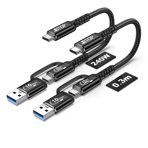 Vista 14 de Cable USB C 2 en 1 Android Auto [1.5 pies, 2 paquetes], cable de Plateado
