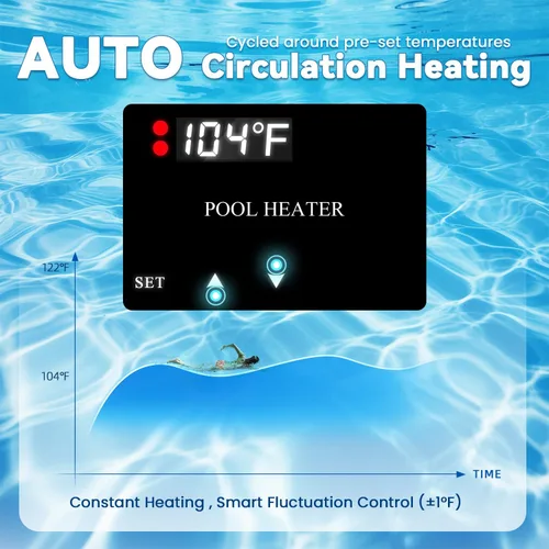 Vista 3 de NEWTRY Calentador de SPA de 5.5KW, calentador de piscina de 220V, calentadores eléctricos de piscina, calentadores de hidromasaje con termostatos