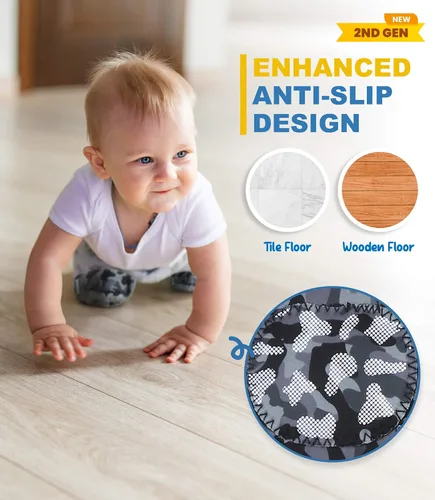 Vista 2 de (2 generación) Rodilleras para gatear con certificado CPSIA, cómodas, unisex, para niños pequeños y bebés que gatean (2 pares)