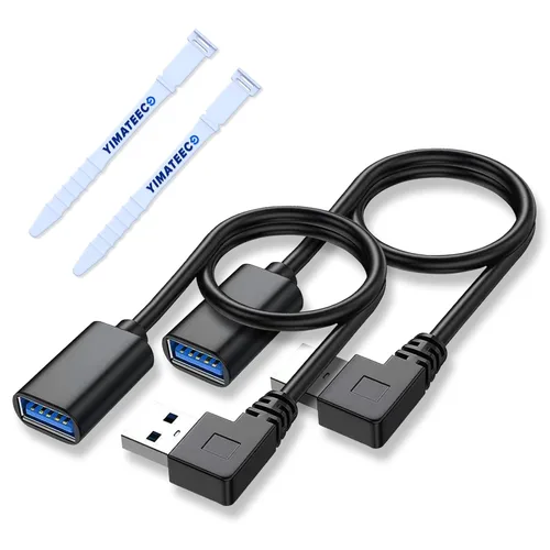 Vista 12 de Cable de extensión USB3.0 en ángulo descendente, cable de extensión USB A hembra a USB-A macho, cable extensor con contactos chapados en oro