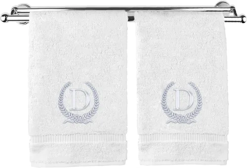 Vista 18 de Toalla de mano con monograma, regalo personalizado, 16 x 30 pulgadas, letra blanca bordada con diseño de corona en toalla negra, extra absorbente