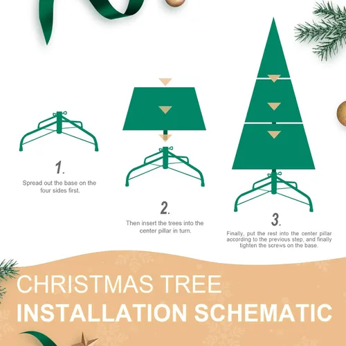 Vista 6 de Árbol de Navidad artificial sin luz de 5 pies, árbol de Navidad de abeto verde festivo con 723 puntas de rama, árbol de Navidad realista de abeto