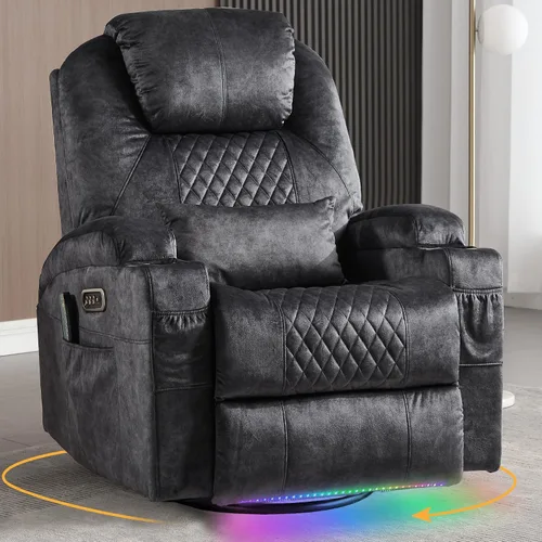 Vista 12 de Sillón reclinable giratorio de doble motor 240° (gris terciopelo, 2)