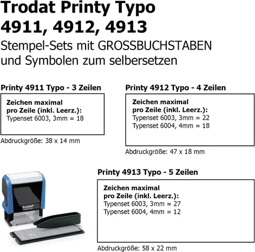 Vista 7 de Trodat 4912Typo - Sello de texto impreso, autoajustable, 4 líneas, color azul