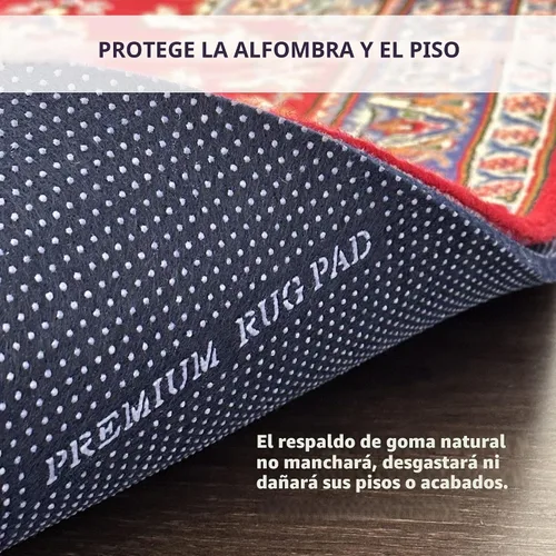Vista 7 de DELLUNA Non-Slip Area Rug Pad 1/4" Thick Double Side Rubber + Felt, 2'x3' Premium Deluxe Cushioned- Safe for All Floors, Adds Comfort and
