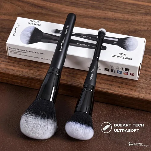 Vista 7 de Bueart Design - Juego de brochas de maquillaje de doble punta para base y corrector, cepillo de mezcla 2 en 1 para base líquida y crema, contorno