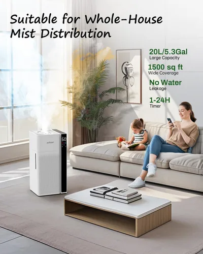 Vista 2 de Mifasol Humidificador para habitación grande, 5.3 galones/20 litros, humidificadores grandes para el hogar, 1500 pies cuadrados, humidificadores