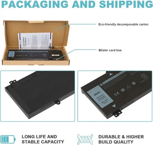 Vista 6 de Futurebatt 1F22N 15.2V 60Wh Nueva batería de repuesto para laptop Dell Alienware M15 M17 R1 G7 7590 7790 G5 5590-D2783W D2743B D2865B D2863W D2842W