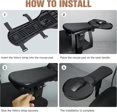 Vista 6 de Alfombrilla de mouse ergonómica mejorada para silla, bandeja de mouse ajustable con cojín de muñeca, alfombrilla de mouse para brazo de silla
