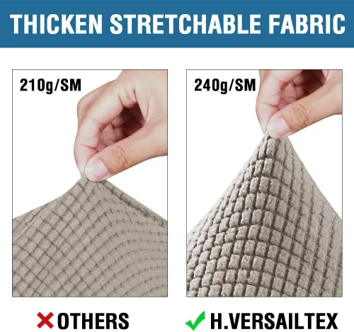 Vista 2 de H.VERSAILTEX Fundas de sofá gris pardo para sofá de 3 cojines, fundas de sofá biplaza para sofá de 2 cojines
