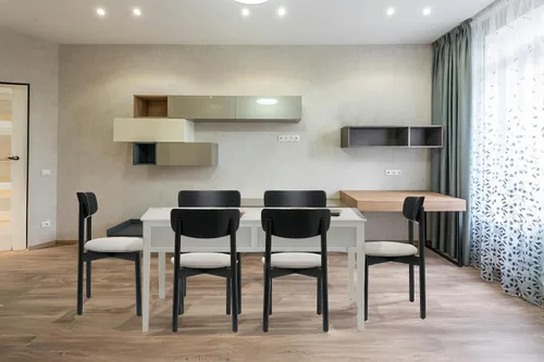 Vista 6 de Juego de 6 sillas de comedor de madera tapizadas modernas de mediados de siglo para muebles de habitación con diseño ergonómico duradero prémium