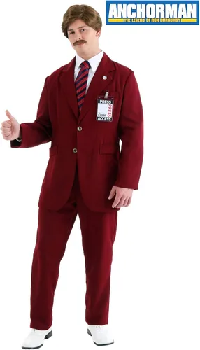Vista 2 de Disfraz de Anchorman Ron Borgoña de lujo Anchorman traje adulto