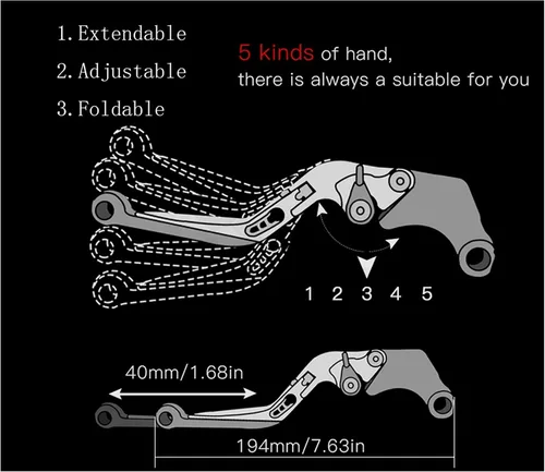 Vista 2 de Para Yamaha XT660R XT660 R 2014 2015 2016 2004-2017 Accesorios de motocicleta motocicleta ajustable extensible freno embrague palancas