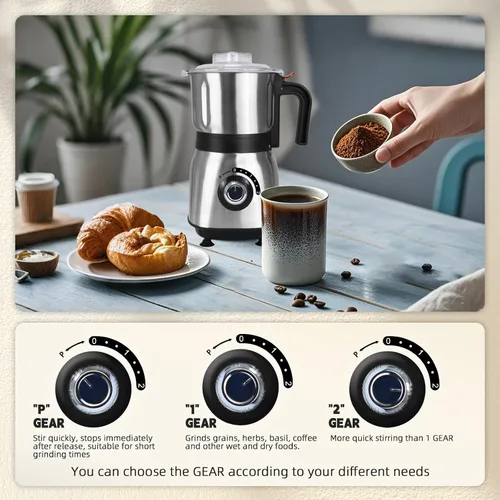 Vista 10 de Molinillo de especias eléctrico, molinillo de hierbas y nueces para la cocina, molinillos de espresso desmontables con cuchillas de acero