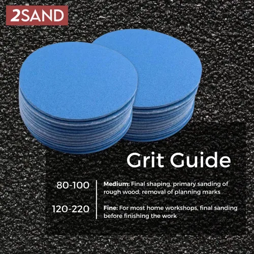 Vista 5 de 2SAND Discos de lijado de gancho y bucle con respaldo de película azul de 2 pulgadas, 100 paquetes (grano 80)