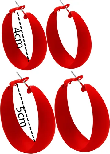 Vista 2 de 2 pares de aretes de aro de color caramelo de 0.157 in y 0.197 in para mujer de los años 80 y 90, aretes grandes de neón retro grandes para mujer