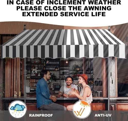 Vista 6 de Refugio para parasol sin perforaciones, toldo retráctil con manivela, toldo para patio, toldo impermeable para puerta, exterior para ventana