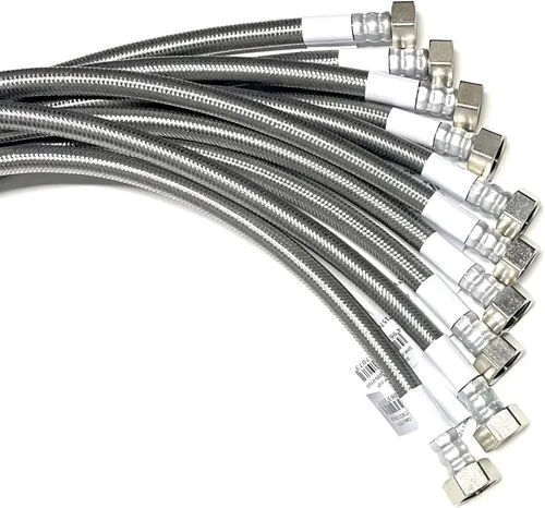 Vista 32 de Conector de línea de suministro de agua para grifo de acero inoxidable trenzado, línea de suministro para grifo - rosca de compresión hembra de 3/8