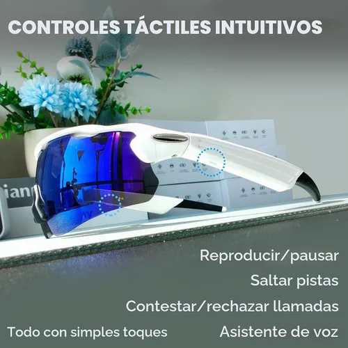 Vista 7 de Lentes de sol inteligentes Bluetooth para hombres y mujeres, con altavoz de oreja abierta con control táctil, lente polarizada UV400, tiempo