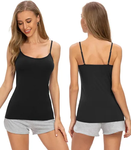 Vista 4 de Air Curvey 4 camisolas para mujer, camisolas básicas, camiseta ajustable, camiseta sin mangas con tirantes delgados