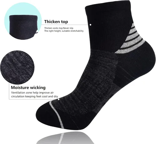 Vista 2 de J.WMEET Calcetines atléticos para mujer, calcetines acolchados para correr, senderismo, rendimiento, de algodón, paquete de 6