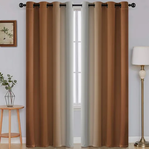 Vista 61 de SimpleHome Cortinas degradadas degradadas para oscurecer la habitación de 36 pulgadas de largo para dormitorio, con ojales y bloqueo de luz Negro