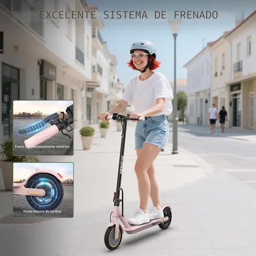 Vista 9 de WERHY Scooter eléctrico, motor de 500 W/350 W, neumáticos sólidos de 8.5 Rosa