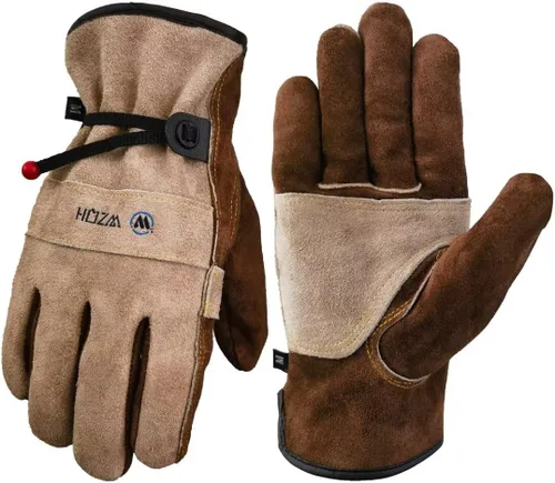 Vista 12 de Guantes de trabajo de cuero WZQH para hombres o mujeres. Guante XS para jardinería, soldadura Tig/Mig, construcción, motosierra, granja, rancho