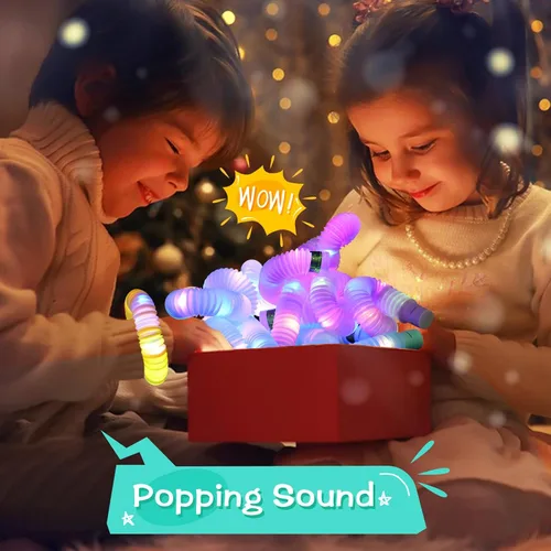 Vista 5 de Tubos Pop Fidget de Palitos Luminosos que se Iluminan, Paquete de 6 que Brillan en la Oscuridad, Suministros de Fiesta, Juguetes Sensoriales