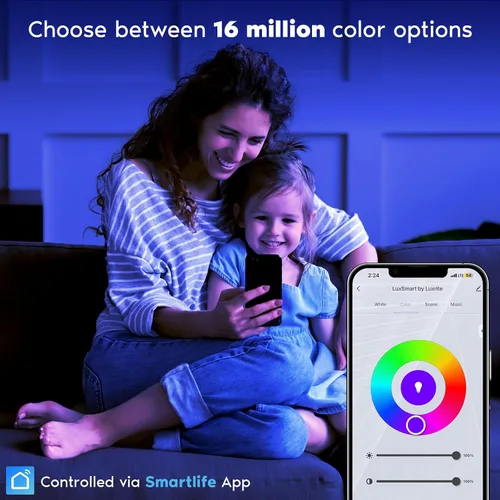 Vista 2 de LUXRITE Paquete de 12 luces empotrables LED inteligentes cuadradas de 6 pulgadas, cambio de color RGBW, control de aplicación WiFi, control de voz