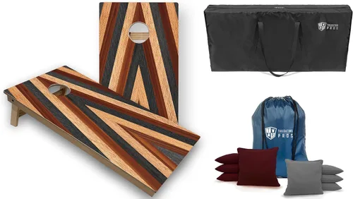 Vista 11 de Tailgating Pros Cornhole Boards - Juego de Cornhole de 4 x 2 pies con patrón de madera de grado torneo con funda de transporte y juego de 8 sacos