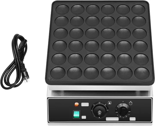 Vista 7 de Mini panqueques holandés eléctrico, plancha antiadherente de 36 tazas para crepes y magdalenas