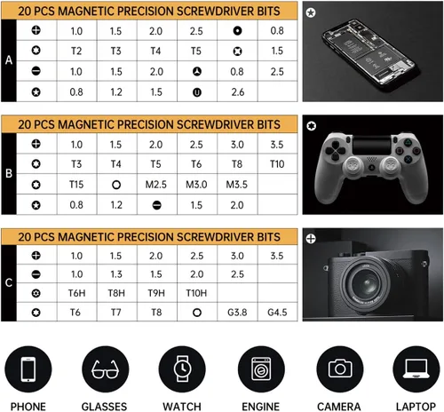 Vista 3 de Mini destornillador eléctrico, JAKEMY destornillador de potencia de par ajustable de doble modo, destornillador de precisión magnético inalámbrico