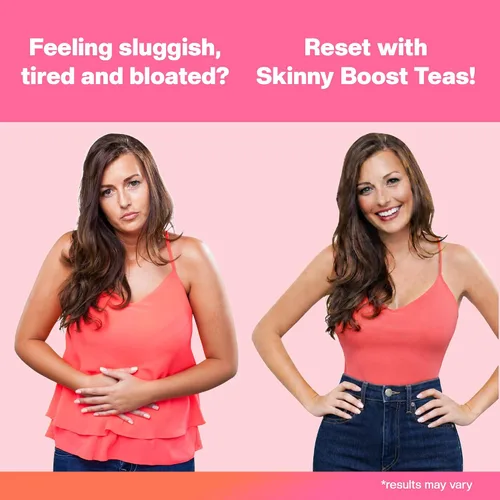 Vista 10 de SkinnyBoost - Kit de té desintoxicante de 2 paquetes – 1 de día HIBISCO (28 bolsas) + 1 de noche MANZANA CANELA (14 bolsas) – Desintoxicación herbal
