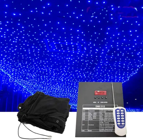 Vista 10 de Cortina de telón de fondo LED de 13 x 13 pies, cortina LED blanca + azul para escenario, cortina de tela de cielo estrellado DMX512 para eventos