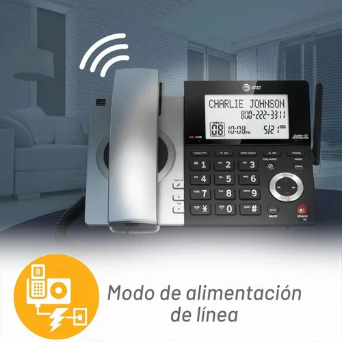 Vista 8 de AT&T CL84207 DECT 6.0 Teléfono con cable de 2 teléfonos para el hogar con largo alcance, contestador, bloqueo de llamadas, locutor de identificación
