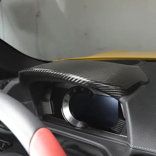 Vista 3 de Cubierta de tablero de consola central de fibra de carbono real para Toyota Supra GR A90 A91 MK5 2019-2024, cubierta para panel de salpicadero