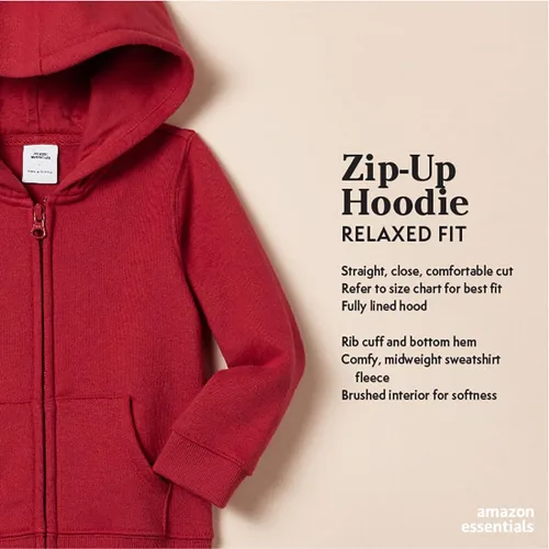Vista 2 de Tienda Essentials Sudadera con capucha y cremallera de forro polar para niñas y niños pequeños
