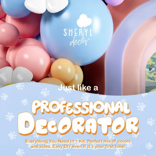 Vista 8 de Kit de arco de globos azules TODO EN 1 con globos BONUS de hueso y margarita para decoración de cumpleaños de niña - Guirnalda de globos pastel