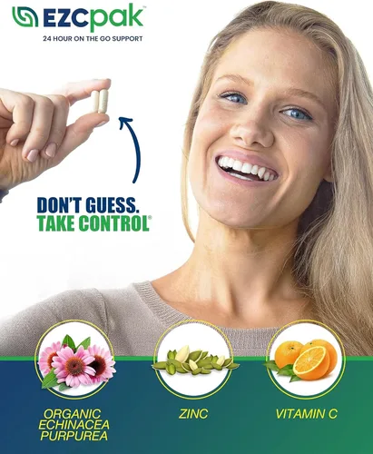 Vista 6 de EZC Pak Refuerzo del sistema inmunológico On The Go con equinácea, vitamina C, zinc, suplemento de apoyo inmunológico, vitaminas inmunitarias