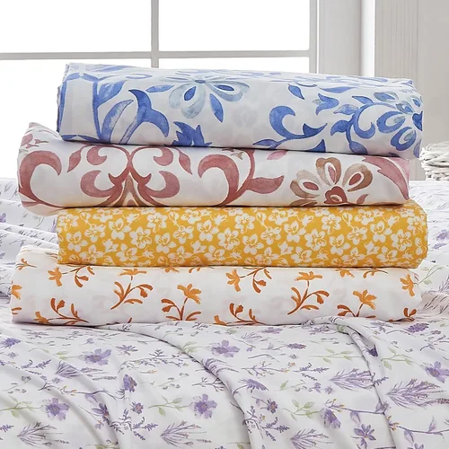 Vista 6 de Great Bay Home - Juego de sábanas y fundas de almohada estampadas, 3 piezas, tamaño individual, de microfibra con estampado floral - Sábanas