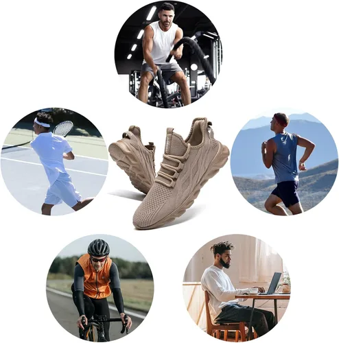 Vista 7 de QIJGS Zapatos deportivos de correr para hombre, para gimnasio, tenis, atléticos, de malla, ligeros, deportivos, a la moda, para entrenamiento