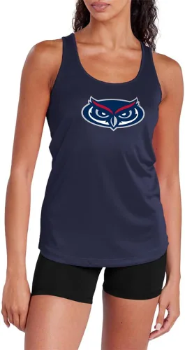 Vista 253 de Camiseta deportiva sin mangas oficial de NCAA Collegiate para mujer, con espalda cruzada, colección con logotipo primario