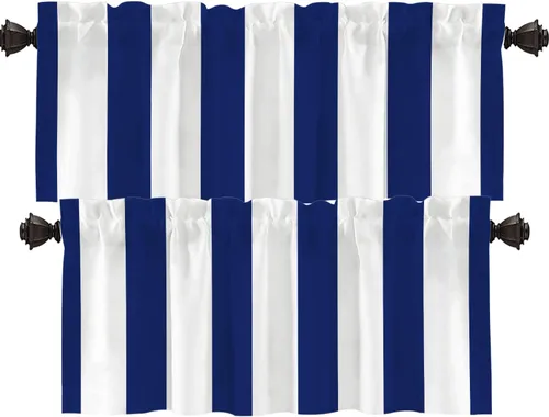 Vista 40 de Shrahala Cortinas republicanas de elefante americano para ventanas de cocina, paneles de cortina de ventana de poliéster multicapa con rayas rojas