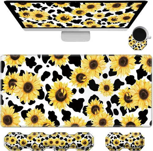 Vista 14 de Juego de reposamuñecas para teclado y mouse ergonómico para juegos (con bonitos posavasos) con espuma viscoelástica y base antideslizante, fácil