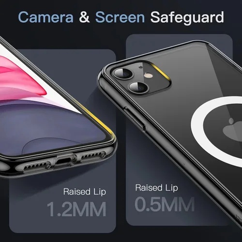 Vista 5 de JETech Funda magnética para iPhone 11 de 6.1 pulgadas, compatible con carga inalámbrica MagSafe, a prueba de golpes, parte trasera transparente