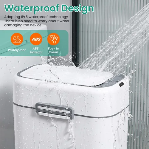 Vista 4 de FDW Cubo de Basura para Baño de 2.2 Galones con Tapa, Contenedor de Residuos de Plástico con Sensor Automático Delgado y Pequeño para Sala de Estar