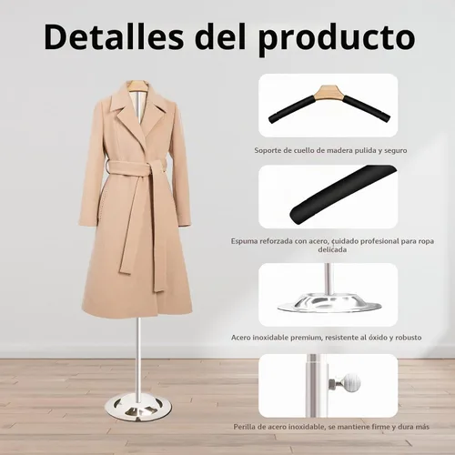 Vista 5 de Soporte para exhibición de camisas con altura ajustable de 20 a 36 pulgadas, torso de maniquí con acolchado de espuma, soporte premium