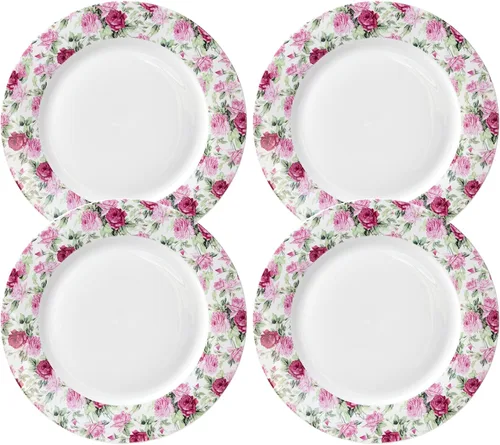 Vista 3 de Gracie China Summer Rose Chintz - Platos de postre/ensalada, juego de 4 (8 pulgadas)